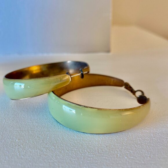 3 For $25! Vintage Enameled Crescent Hoop Earrings - Picture 3 of 5